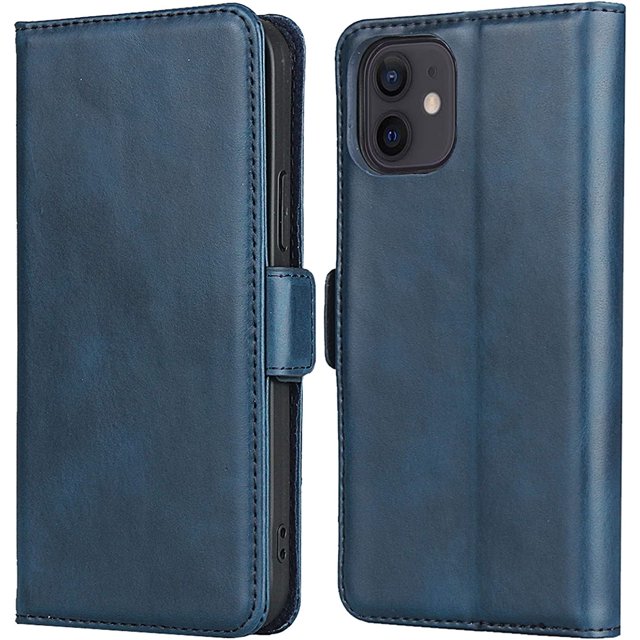 AmPm iPhone Xs Max Leather Case, Luxury Genuine Leather Wallet with Viewing Stand and Card Slots, Flip Cover Gift Boxed and Handmade for Apple iPhone Xs Max (DarkOrange)
