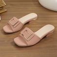 thumbnail image 5 of Dakaela Women's Flat Sandals Soft Leather Fashion Low Heel Slides Ladies Summer Dressy Slippers Mules, 5 of 7