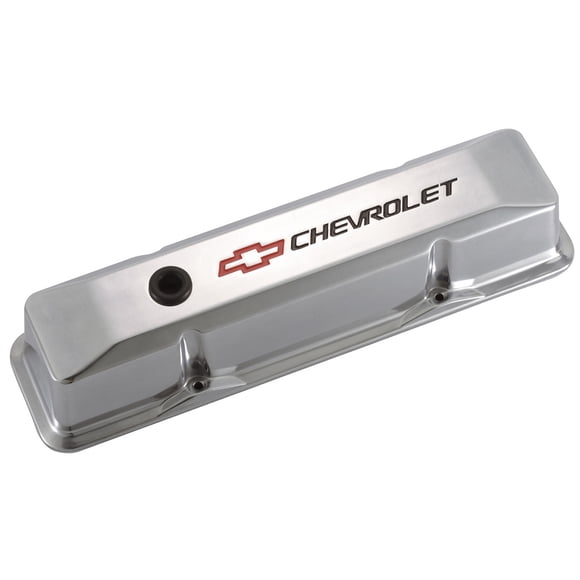 Proform Pièces Couvercle de Valve 141-108 Petit Bloc Chevy; Couvercle de Valve Haut; avec Trou de Remplissage d'Huile; avec Déflecteur; Design Chevrolet Nœud Papillon; Poli; Aluminium; Ensemble de 2