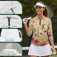 thumbnail image 6 of Uorisanigo Hummingbird Flower Womens 3/4 Sleeve Golf Shirts Versatile Athletic Polo Workout Tops Comfortable Dry-Fit Fashionable Quarter Zip Daily Wear Workout Sports for Women, 6 of 7