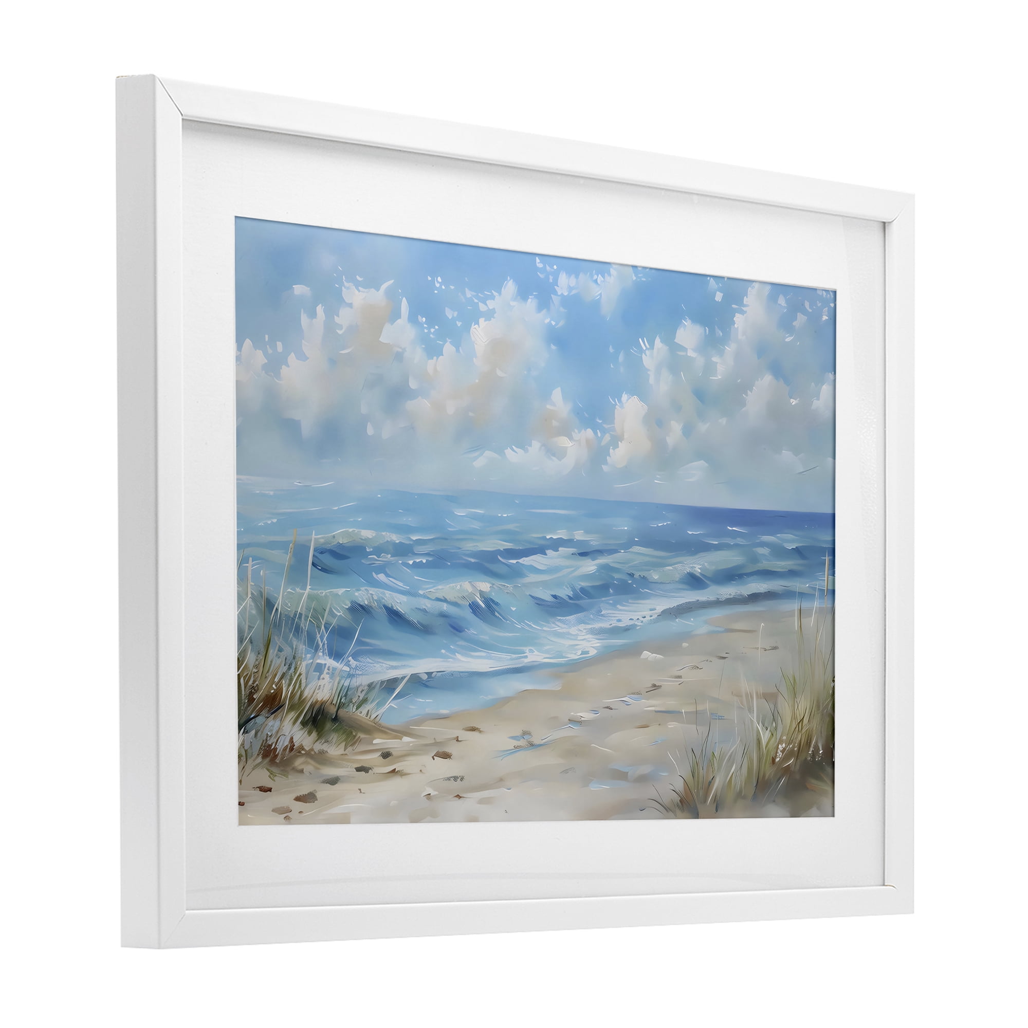 Stupell Industries Coastal Tranquility Horizon White Framed Print Under Glass, design by Creative Studio