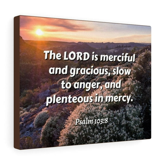 Scripture Walls Psalm 103:8 Merciful And Gracious Bible Verse Canvas Christian Wall Art Ready to Hang Unframed
