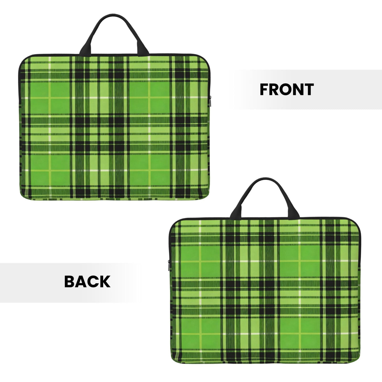 Laptop Sleeve Bag For Women Men 14inch Waterproof Durable Protective Computer Carrying Cover Handle Laptop Case Bag Green And Black Checkered Pattern (2)