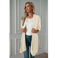 thumbnail image 2 of Mengpipi Women's Basic Casual Lightweight Long Sleeve Drape Open Front Cardigan, Beige-M(8-10), 2 of 6