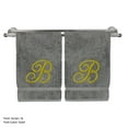 thumbnail image 3 of Monogrammed Hand Towel, Personalized Gift, 16 x 30 Inches - Set of 2 - Gold Embroidered Towel - Extra Absorbent 100% Turkish Cotton - Soft Terry Finish - for Bathroom, Kitchen and Spa - Script B Gray, 3 of 3