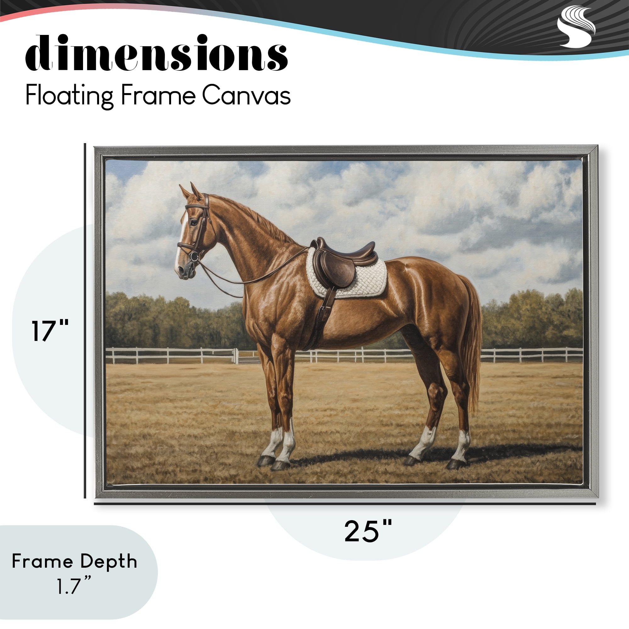 Stupell Industries Saddled Up Chestnut Horse Gray Framed Floater Canvas Wall Art, design by Petal Prints Design