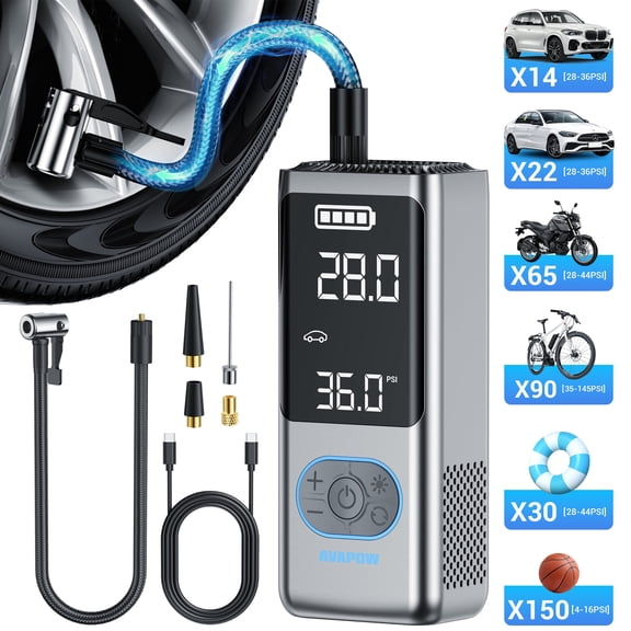 AVAPOW Cordless Tire Inflator Portable Air Compressor, Air Pump with Auto Shutoff, LED Light and Digital Pressure Gauge, 150PSI, 8000mAh Long Range Battery, Electric Pump for Car/Bike/Motorcycle/Ball