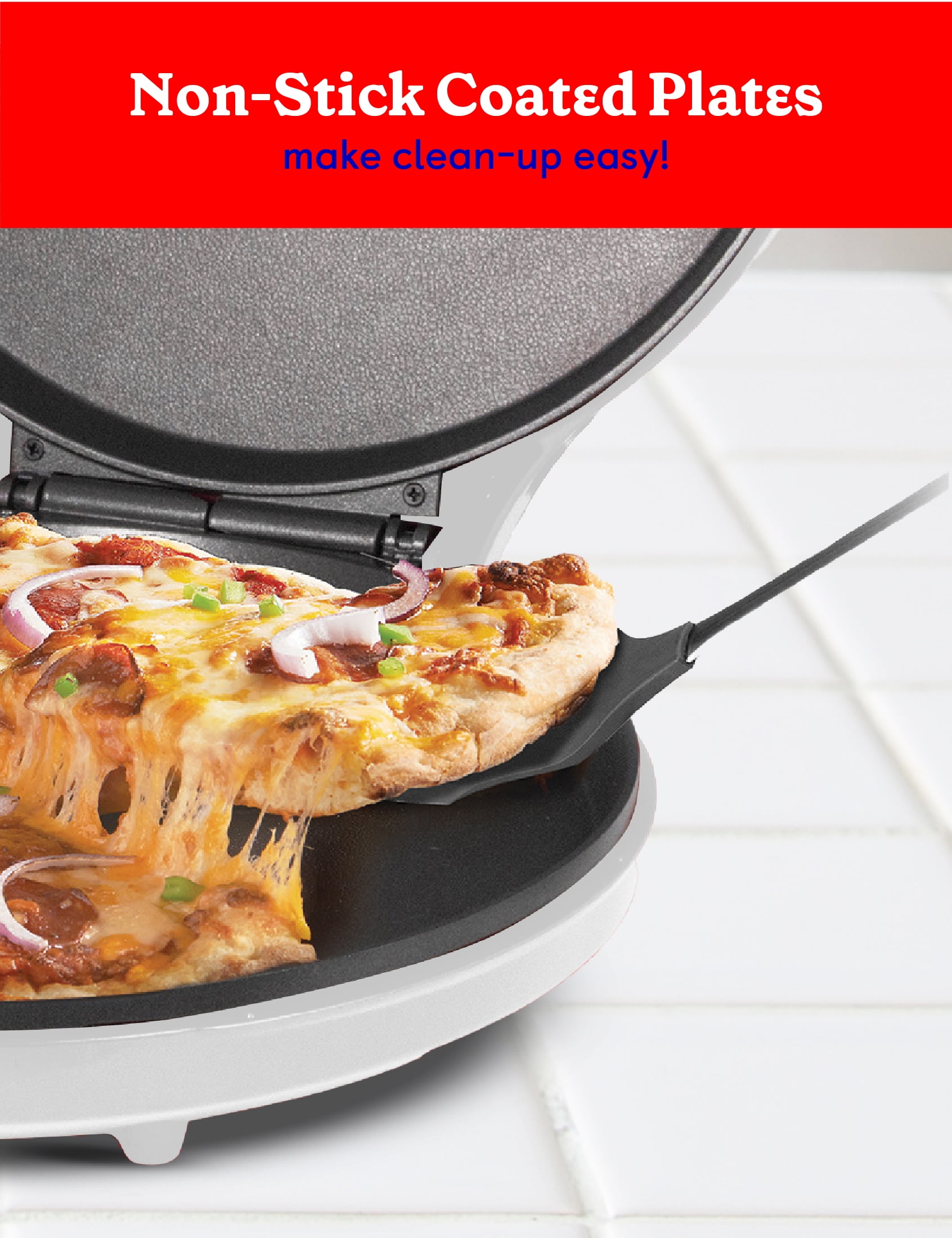Betty Crocker Pizza Maker Plus, 12 Indoor Electric Grill, Nonstick Griddle  Pan For Pizzas, Quesadillas, Tortillas, Nachos And More, Red : Target