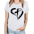 thumbnail image 1 of Blusas de Manga Corta para las Mujeres Imprimir Cuello Redondo Camiseta, Blusa Clásica Vintage para la Primavera Y el Verano, 1 of 4