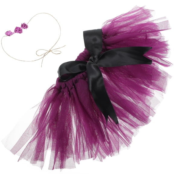 Milisten 1 Set Newborn Tutu Outfit Purple Tulle Skirt Baby Shower Elegant Style for Girls