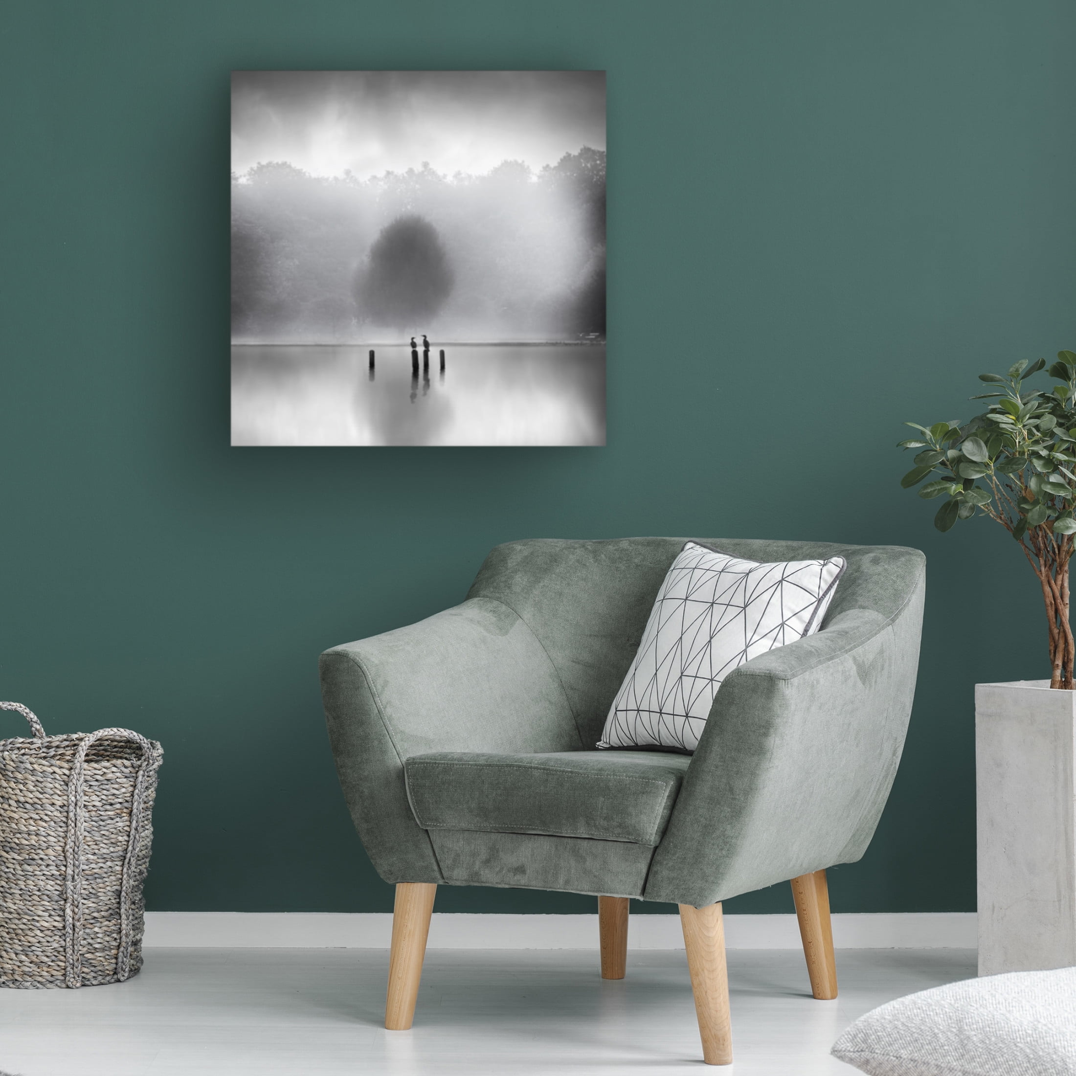 Canvas Wall Art - George Digalakis 'Cormorants In The Mist' Wall Art for Living Room, Bedroom, or Office Décor by Trademark Fine Art - 24 x 24 Inches