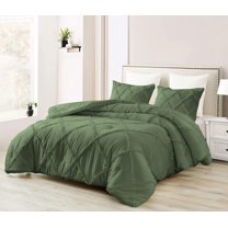 DNG Creations 3 Piece Diamond Ruffle Comforter 100% Egyptian Cotton, 800TC - Solid Moss Colour - Super Soft 550 GSM All Season ( Oversized Queen - Size )