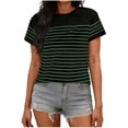 thumbnail image 2 of Hilenly Women's Short Sleeve Striped Shirt Summer Crewneck T Shirts Basic Tees Tops, 2 of 7
