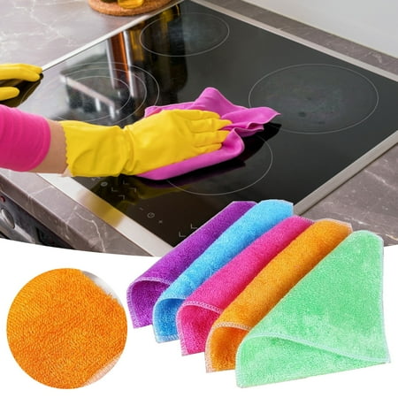 

Wipes5Pc Kitchen Cloth Colored Fiber Small Square Towel Oil Dishwashing Towel Thickened Cleaning Towel Dishwashing Cloth (Pink)