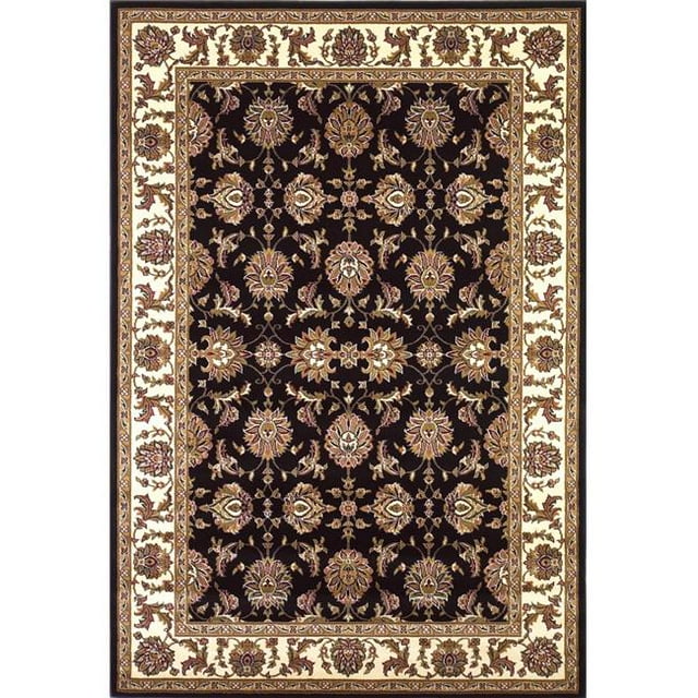 HomeRoots 352864 7 ft. 7 in. Round Polypropylene Black & Ivory Area Rug
