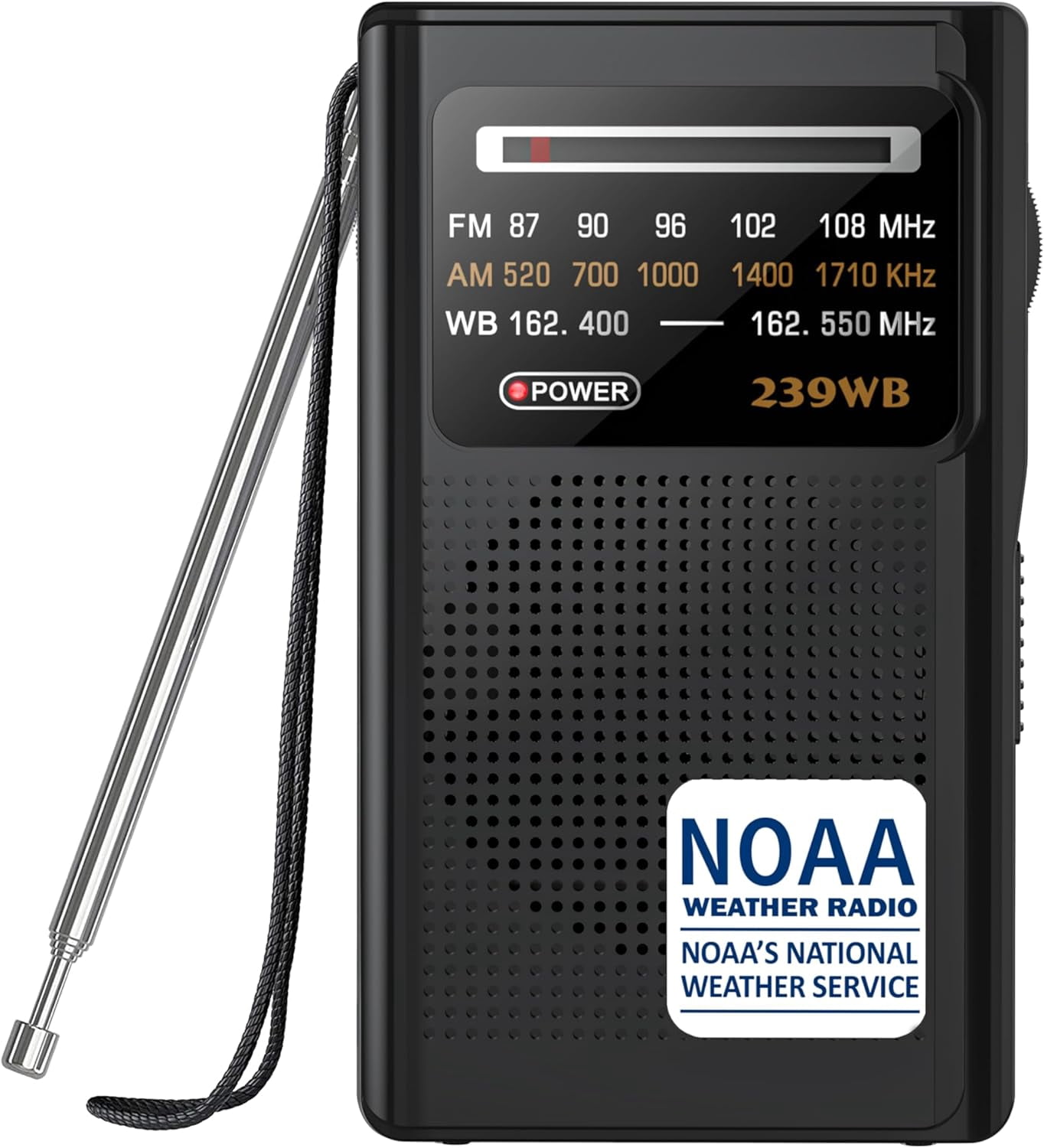 NOAA Weather Radio, AM/FM Battery Operated Transistor Portable Radio with Best Reception,Stereo Earphone Jack,Powered by 2 AA Battery for Emergency,Hurricane,Running, Walking,Home (Silver)