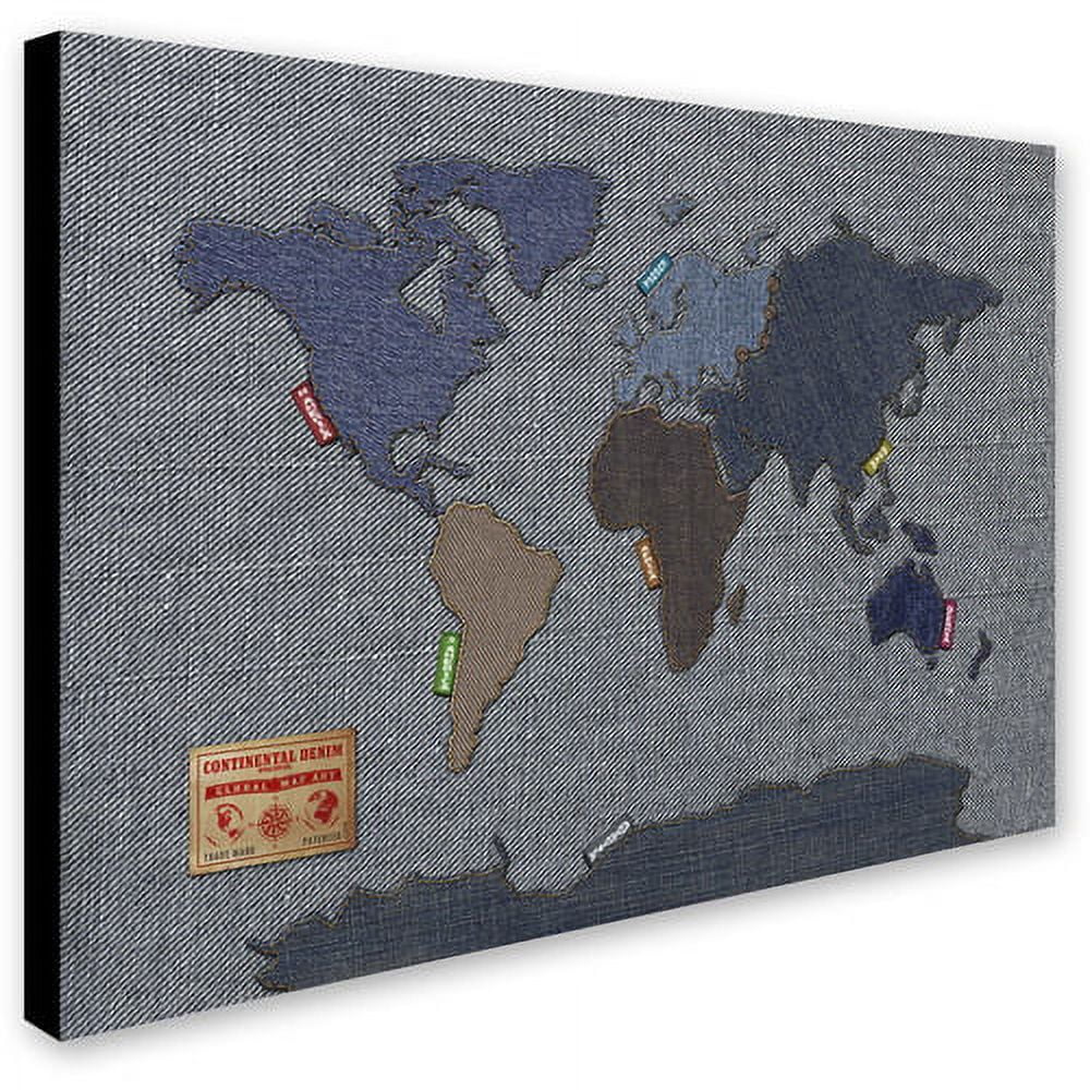 Trademark Art 'Denim World Map' Canvas Art by Michael Tompsett