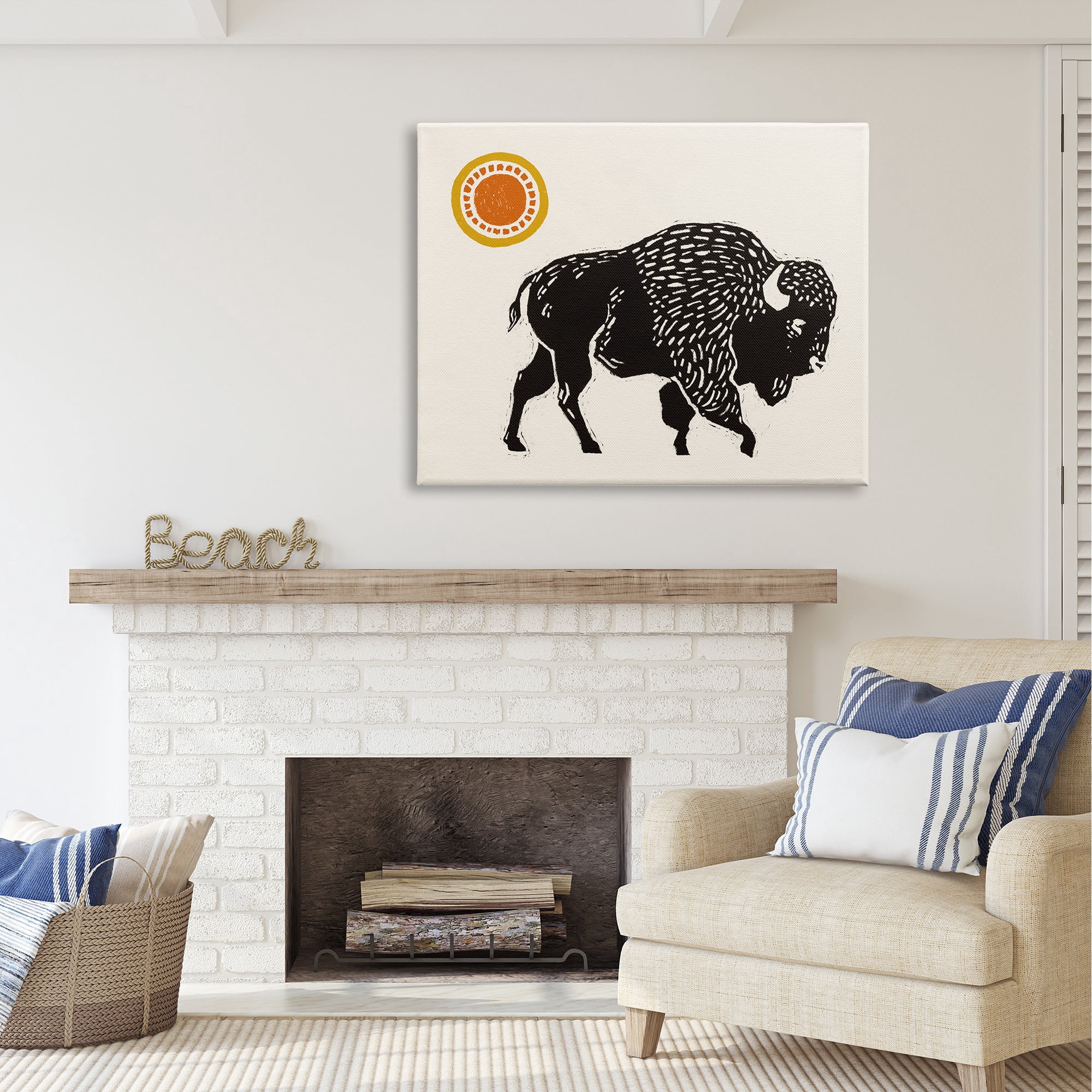 Stupell Industries Southwestern Bison Portrait Animals & Insects Painting Gallery Wrapped Canvas Art Print Wall Art, 48 x 36