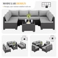 thumbnail image 5 of JORVIMAX Patio Furniture Sets 7 Pieces Outdoor Conversation Set All Weather Modular Sectional Sofa Wicker Rattan Sofa With Light Gray Cushion, 5 of 7