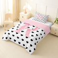 thumbnail image 2 of Manfei Pink Dreamy Bowtie Twin Comforter Sets,Cartoon Monogrammed R Print Bedding Set,Pink Reversible,2pcs,1 Comforter and 1 Pillowcase, 2 of 7