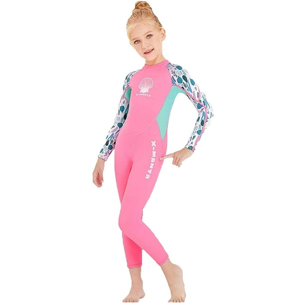 Kids Wetsuit Full Body Neoprene Girls Thermal Swimsuit 2.5MM for Toddler  Youth Children Teen, Long Sleeve Child Scuba Diving Surf Suit One Piece Sun  Protection for Water Sports 