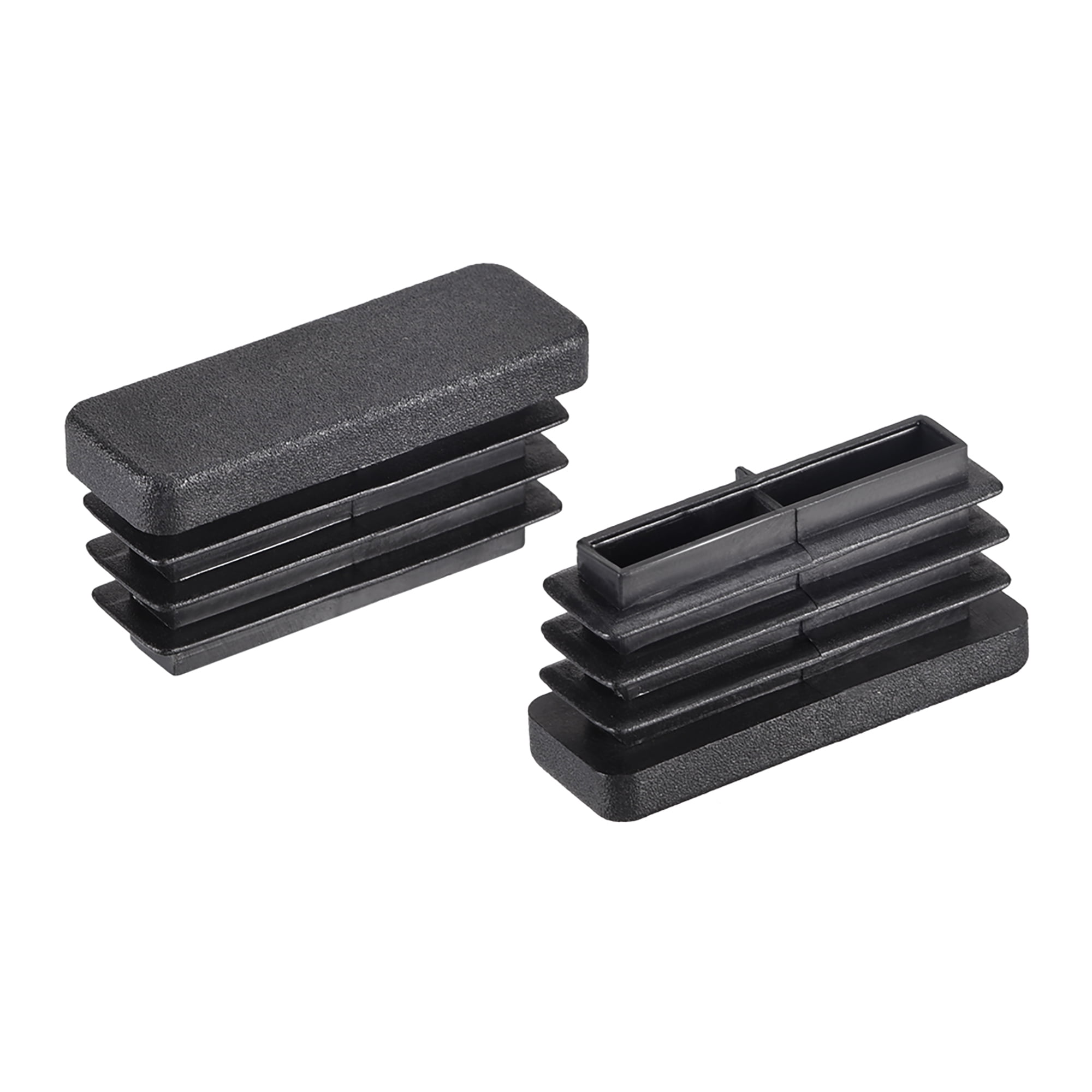 38mm x 13mm Rectangle PP Tubing End Cap Steel Furniture Pipe Tube Cover Insert Black 30Pcs