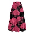 thumbnail image 5 of Women's Printed Casual Skirt Floral Pattern High Waist Flowy Midi Length Summer Fashion A Line Hot Pink L, 5 of 5
