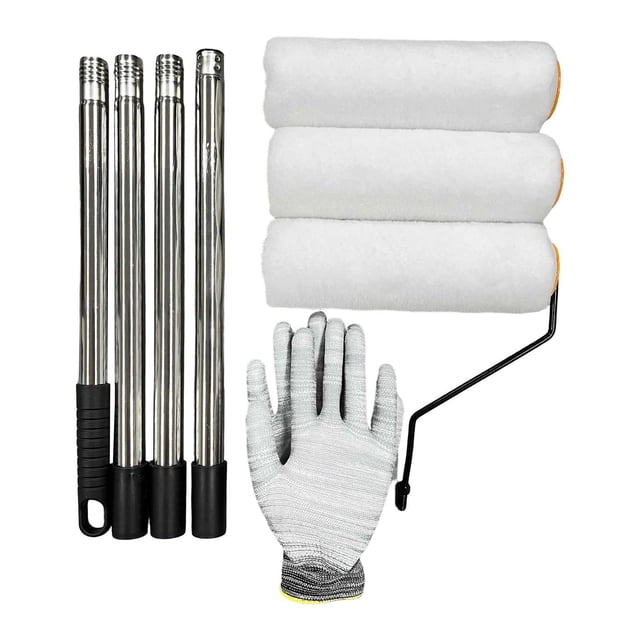 simhoa Kit de Rouleau de Peinture Salle de Bain Allée avec Poignée Rallonge en Acier Inoxydable 4 Sections