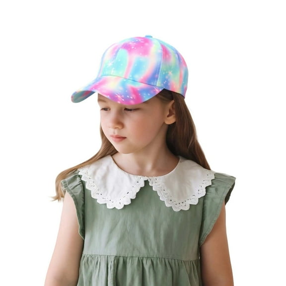 LIIPEE Girls Boys Baseball Cap Cartoon Printed Wide Brim Visor Hat High Ponytail Hat Protection Caps Girl Comfort Daily Hats,Blue,One Size