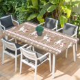 thumbnail image 2 of Christmas Elk Table Cloths for 3 Foot Rectangle Tables, Xmas Snowflakes Vintage Brown Geometric Art Patio Waterproof Elastic Fitted Tablecloths, Washable Rectangular Table Cover for Camping, 2 of 8