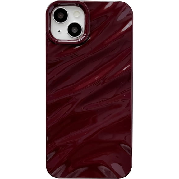 for iPhone 14 Plus Case,Water Ripple Pattern Curly Wave Shape Soft Compatible with iPhone Case (iPhone 14 Plus,Wine Red)
