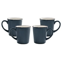 Bico Helios Blue Ceramic Mugs, 15oz, Set of 4, for Coffee, Tea, Drinks, Microwave & Dishwasher Safe