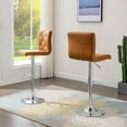 thumbnail image 2 of VECELO Bar Stools Set of 2, Modern PU Leather Hydraulic Kitchen Counter Height Adjustable Swivel Barstool with Back, Brown, 2 of 8