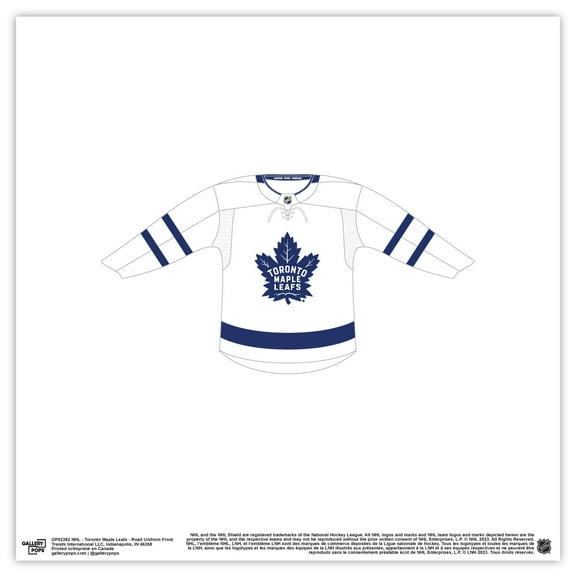 Gallery Pops NHL - Toronto Maple Leafs - Road Uniform Front Wall Art, Unframed Version, 12" x 12"