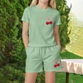 thumbnail image 2 of Caqnni Toddler Girls Clothes Summer Short Set Outfit Tie Knot Shoulder Sleeveless Ruffle Tops and Shorts 2PC Clothing Set Shorts Set Green 4-5 Years, 2 of 4