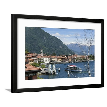 Lake Tourist Boat Arriving, Bellagio, Lake Como, Italian Lakes, Lombardy, Italy, Europe Framed Print Wall Art By James