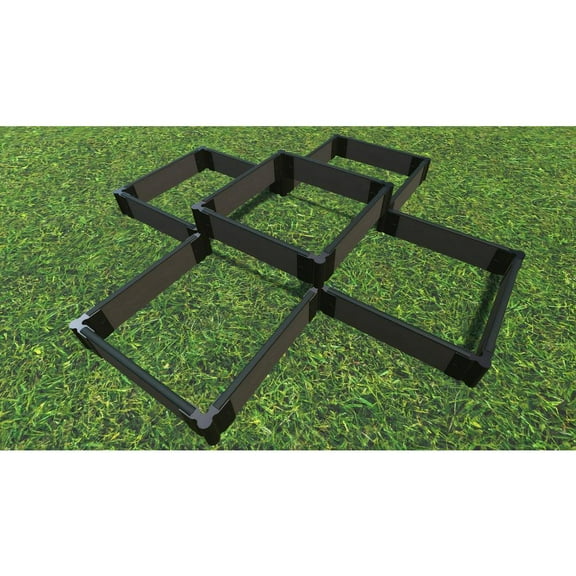 Frame It All TOOL-FREE WEATHERED WOOD 'NOTRE DAME' RAISED GARDEN BED 6' x 6' x 5.5" - 1" PROFILE