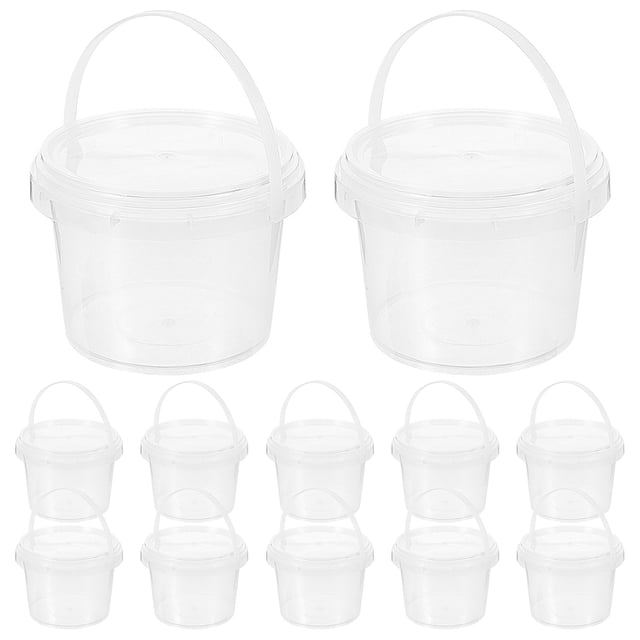 KAKOWELY bucket 12pcs Mini Transparent Storage Buckets Reusable Snacks Containers Multi-use Storage Buckets4.72"X4.72"X3.43"