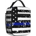 thumbnail image 2 of American Thin Blue Line Flag Police Pattern Black Lunch Box Reusable Insulated Bag Containers, 2 of 6