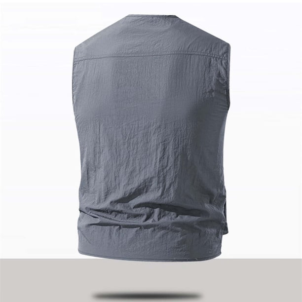 Men's Solid Color Pocket Tank Top Sleeveless Hoodless Zipper