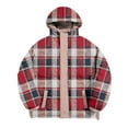 thumbnail image 5 of LWavelet Mens Flannel Plaid Lined Hoodies Zip Up Heavyweight Sweatshirt Winter Warm Thick Coat 2086 Red 4XL, 5 of 6