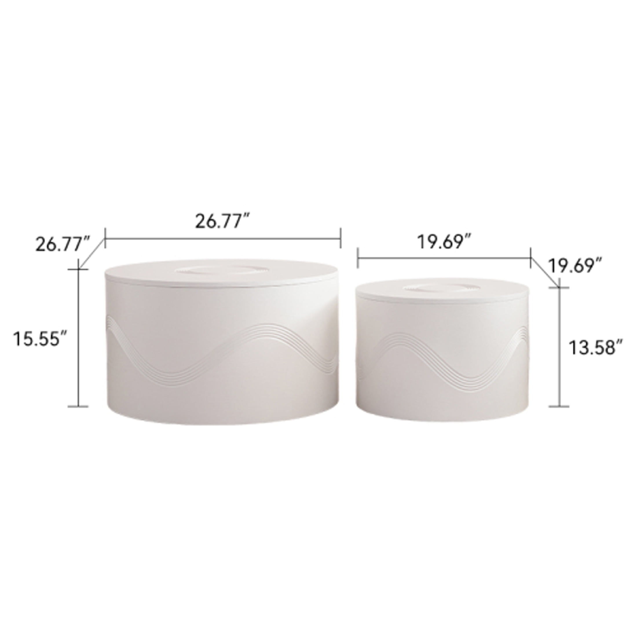 Kevinplus Round Coffee Table Set of 2 with Hidden Storage, End Table for Living Room, Apartment, No Need Assembly, White