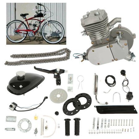 Silver 80cc Bike Bicycle Motorized 2 Stroke Petrol Gas Motor Engine Kit Set