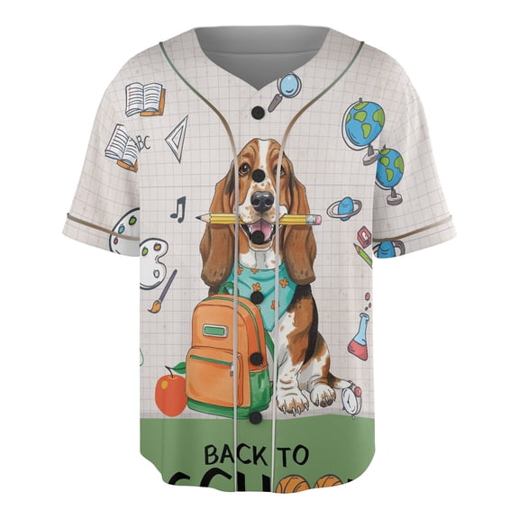 Hardworking Basset Hound Ready Back to School New Year Classes All Over Print 3D Baseball Shirt Bassets Dog Breed Lovers Gifts Idea Softball Sport - 12011