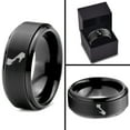 thumbnail image 4 of Tungsten California The Golden State Palm Trees Band Ring 8mm Men Women Comfort Fit Black Step Bevel Edge Brushed Polished, 4 of 4