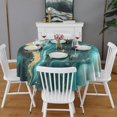 thumbnail image 2 of Teal Gold Marble Pattern Round Tablecloth 60"x60",Wrinkle Wipeable Table Cloth for Kitchen Dining Room Picnic Patio Party, 2 of 6