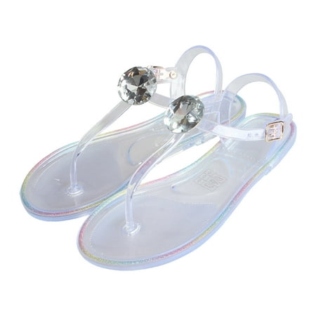 

Xboschi Women s Platform Sandals Sandals for Women Ladies Ladies Summer Rhinestone Jelly Clip Toe Beach Big Size Flat Transparent Sandals