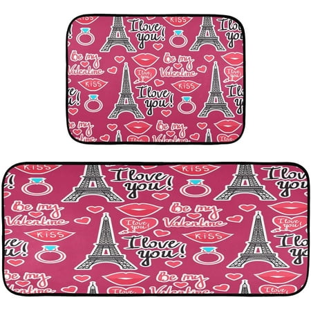 

Bestwell Eiffel Tower Kitchen Mat - Cushioned Anti Fatigue Kitchen Rug Set of 2 Non Slip Waterproof Kitchen Mats for Kitchen Laundry Sink Office 19.7 ×27.6 +19.7 ×47.2