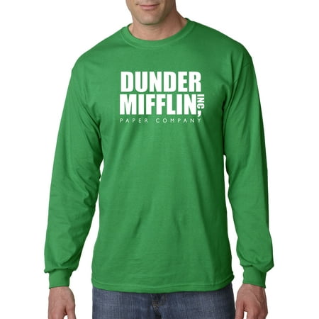 New Way 872 - Unisex Long-Sleeve T-Shirt Dunder Mifflin Inc Paper Company Office Logo Large Kelly