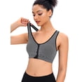 thumbnail image 4 of SAYFUT Women Zip Front Sports Bra Adjustable Straps High Support Medium Impact Zipper Front Hook Running Bra Crisscross Padded, 4 of 7